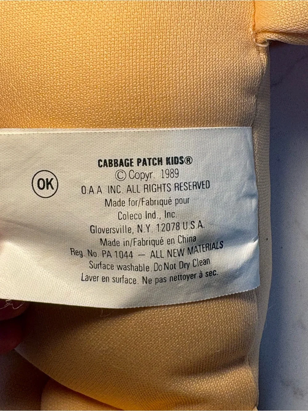 Vintage 1989 Cabbage Patch Doll Coleco Head Mold #20 Red Hair Blue Eyes Pjs